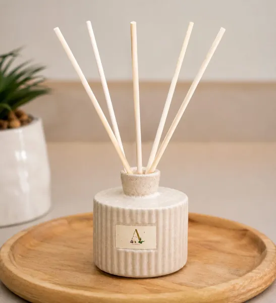 Aromatica Pottery Reed Diffuser in a calm interior